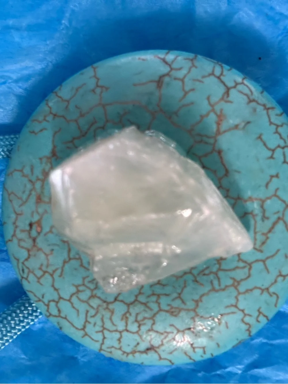 Turquoise Crackle Pendant with Clear Quartz Accent Bolo Tie